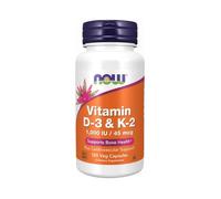 Vitamines D3 1000 UI & K2 45 mcg 120 gélules de légumes Now Foods