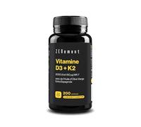 Vitamine D3 + K2, 2000 IU & 150µ MK-7, 200 Capsules | avec de l'Huile d'Olive Vierge Extra Biologique | Os, Muscles et Système Immunitaire | 100% Ingrédients Naturels | Zenement