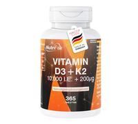 Vitamine D3 + K2-365 comprimés - 10.000 UI + 200μg - Hautement dosé - 100% végétalien - Fabrication allemande et testé en laboratoire - NutriFair | Premium & Fair