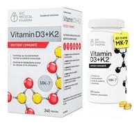 Vitamine D3 K2 5000 UI haute dose - 240 gélules softgel - K2 MK-7 All-Trans 100 µg - Avec huile de lin pour absorption - Immunité, os, muscles et dents - Sans additifs