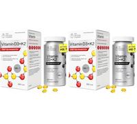 Vitamine D3 K2 5000 UI - MK-7 All-Trans, 2 × 240 capsules | Lot de 2 flacons, 480 capsules au total, 100 µg K2 par capsule, 1 capsule tous les 5 jours, huile de lin