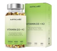Vitamine D3 K2 avec de l'Huile d’Olive Vierge - Vitamine D3 2000 UI et Vitamine K2 MK7 100 μg pour Os, Muscles, Système Immunitaire - Vitamine D Vitamine K sans OGM, Gluten et Lactose - 180 Gélules