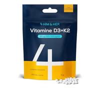 Vitamine D3 K2 Comprimés - 20µg (800 UI) Vitamine D3 + 100µg Vitamine K2 (MK-7) | 365 Comprimés 1 An | Os, Système Immunitaire & Muscles | Végétarien | 4 HIM & HER