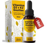 Vitamine D3 K2 Gouttes - 50 ml - 1.000 IE D3 + 20 µg K2 - Fabriqué en Allemagne - Vitamin D3 K2 - Testé en laboratoire