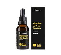 Vitamine D3 + K2 Gouttes - Ingrédients Premium K2VITAL® MK-7 All-Trans 99,7% et Vitamine D3 Naturelle de Lanoline - pour les Os et le Système Immunitaire - 1700 Gouttes (50 ml) - Zenement
