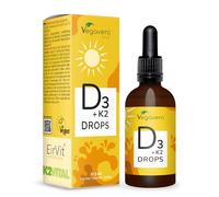Vitamine D3 K2 Gouttes Vegavero® | Pour 365 Jours | VEGAN | 1000 UI Vit D3 + Vit K2-MK7 | Haute Biodisponibilité et Dosage | Immunité + Santé des Dents et Os