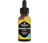 Vitamine D3 K2 Gouttes - Vitamine D 1000 UI à Forte Dose D3 + K2 Végétarien & Liquide (99,7+% All-Trans MK-7), 50 ml (1700 Gouttes), Haute Biodisponibilité, Pas d'Additifs Inutiles