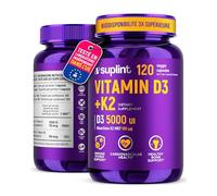 Vitamine D3 K2 Haute Dose - 5000 UI Vitamine D + 100 µg K2 MK-7 - 120 Gélules Véganes - Développé aux Pays-Bas - Certifié GMP & Testé en Laboratoire - Soutien Os, Dents & Immunité