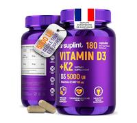 Vitamine D3 K2 Haute Dose - 5000 UI Vitamine D + 100 µg K2 MK-7 - 180 Gélules - Développé aux Pays-Bas - Certifié GMP & Testé en Laboratoire - Soutien Os, Dents & Immunité