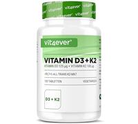 Vitamine D3 + K2 MK7-100 Comprimés - 5.000 U.I. (125µg) Vitamine D3 & 100µg K2 par Comprimé - Matière Première Premium: 99,7+% All-Trans (K2VITAL® by Kappa) - Haute Pureté - Forte Dose - Végétarien
