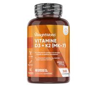 Vitamine D3 K2 MK7, 365 Micro-Comprimés Végétariens (pour 1 An), Combinaison Vit D3 2000UI Cholécalciférol avec Vitamine K2 MK7 200μg Ménaquinone, sans Stéarate de Magnésium