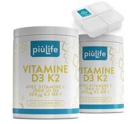 Vitamine D3 K2 Mk7 Avec C 400 Comprimés PiùLife, Vitamine D 2000 UI, 200mcg K2, 125mg Vit C, Vitamines Pour Les Os Dents, Immunité Adulte, Boost Energie