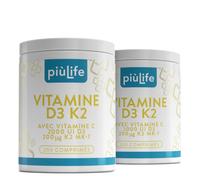 Vitamine D3 K2 Mk7 Avec C, PiùLife - 400 Comprimés, | Vitamine D 2000 UI, 200mcg K2 + 125mg Vit C, Vitamines Pour Les Os Dents, Immunité Adulte, Boost Energie