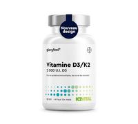 Vitamine D3 K2 (MK7), Cholécalciférol et Ménaquinone, Vitamin D3 K2 200 Micro Comprimés, 2000 UI avec 100 µg Vitamine K2, Contribue au Système Immunitaire et les Os, Testé en Laboratoire
