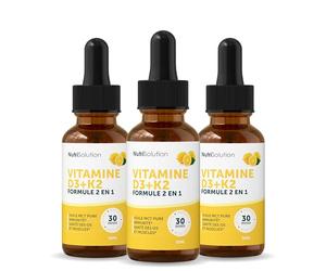 Vitamine D3+K2 par Nutrisolution: Gouttes Liquides Premium - Renforce Os et Muscles - Booste l'Énergie et l'Immunité - 30ml - Fabriqué en France (3)