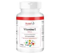 Vitamine E 400 I.U. - avec 268mg de vitamine E par capsule - 200 capsules molles - Hautement dosé - Production allemande & tests en laboratoire - NutriFair | Premium & Fair