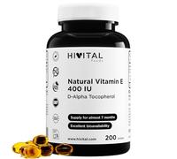 Vitamine E Naturelle 400 UI (D-Alpha Tocophérol). 200 perles. | Fabriqué avec 400 mg de Vitamine E Naturelle. Fabriqué en Europe par HIVITAL