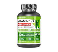 Vitamine K2 MK7 200µg Vitastrong Vegan, 1 Comprimé par Jour (Cure 15 Mois) 450 Comprimés, MK-7 All-Trans Haute Biodisponibilité, Vitamine K2 (Ménachinone), Sans Gluten, Lactose ni OGM, Qualité Premium