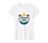 Vitamine mer requise : Vacances à la Plage Tropicale T-Shirt, Femme, Blanc, XS