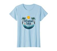 Vitamine mer requise : Vacances à la Plage Tropicale T-Shirt, Femme, Bleu Céleste, XXL