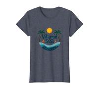 Vitamine mer requise : Vacances à la Plage Tropicale T-Shirt, Femme, Bleu Chiné, XL