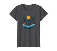 Vitamine mer requise : Vacances à la Plage Tropicale T-Shirt, Femme, Chiné Foncé, M