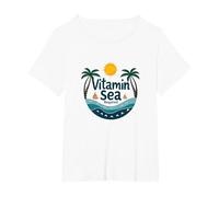 Vitamine mer requise : Vacances à la Plage Tropicale T-Shirt, Femme Grandes Tailles, Blanc, 3X