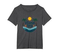 Vitamine mer requise : Vacances à la Plage Tropicale T-Shirt, Femme Grandes Tailles, Chiné Foncé, 5X