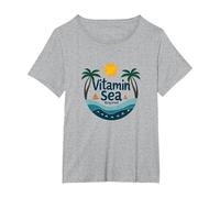 Vitamine mer requise : Vacances à la Plage Tropicale T-Shirt, Femme Grandes Tailles, Gris Chiné, 1X