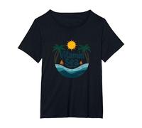 Vitamine mer requise : Vacances à la Plage Tropicale T-Shirt, Femme Grandes Tailles, Noir, 2X