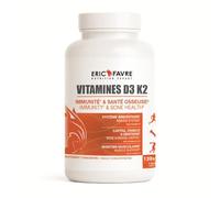 VITAMINES D3 + K2-120 Gélules Végétales - Immunité, Os & Muscles - Synergie Cholécalciférol & Ménaquinone-7 - Absorption du Calcium - Mobilité & Solidité Osseuse - Cure 4 Mois - Eric Favre