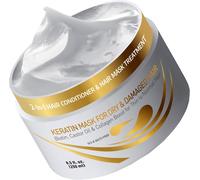 Vitamins Masque Keratine Cheveux Fins - Après Shampooing Fortifiant À Biotine, Huile De Castor Oil Et Collagène - Anti Frisottis Protecteur Pour Cheveux Secs Et Abîmés