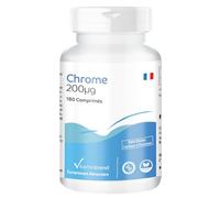 Vitamintrend Chrome 200 µg, 180 comprimés, facile à avaler, picolinate de chrome, hautement dosé, complément alimentaire végan sans stéarate de magnésium, fabriqué en Allemagne