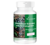 Vitamintrend Extrait de myrtille avec 25% d'anthocyanes, 180 gélules, hautement dosé, complément alimentaire végan sans stéarate de magnésium, fabriqué en Allemagne