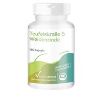 Vitamintrend Griffe du diable et écorce de saule, 180 gélules, facile à avaler, extraits avec harpagosides et salicine, complément alimentaire végane sans stéarate de magnésium, fabriqué en Allemagne