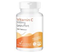 Vitamintrend Vitamine C 500 mg tamponnée, 180 comprimés, douce pour l’estomac, complément alimentaire vegan sans stéarate de magnésium, fabriqué en Allemagne