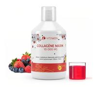 Vitamoon - Collagène Marin Liquide 10 000 mg - Peptides Hydrolysés Type 1 & 3 (2000 Daltons) + Acide Hyaluronique, Biotine, Vitamine C - Cure Anti-Âge, Peau & Articulations - Sirop 500ml Fraise
