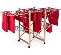 VITAPUR Étendoir à Linge Pliable XXL à 2 Niveaux avec roulettes - Séchoir 21 m de Surface - Structure Stable avec Freins - Gain de Place 12 cm - Séchage Intérieur/Extérieur, Aspect Bois
