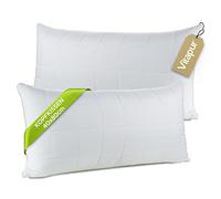 Vitapur Lot de 2 oreillers, 40 x 80 cm, taille moyenne, de la marque Base+, coussin réglable, pour toutes les positions de sommeil, lavables à 60 °C, rembourrage amovible