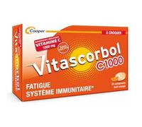 VITASCORBOL C1000 A CROQUER - Complément alimentaire Vitamine C - 20 comprimés à croquer - Goût Orange