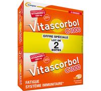 Vitascorbol C1000 Vitamine C Fatigue Et Système Immunitaire Goût Orange 2x20 Comprimés À Croquer