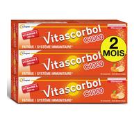 VITASCORBOL - Complément alimentaire à base de vitamine C 1000 mg - Fatigue et système immunitaire - Programme 20 jours - 20 comprimés effervescents - Lot de 3