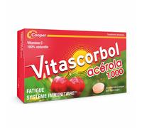 VITASCORBOL - Complément alimentaire à base de vitamine C Acérola 100% Naturelle Fatigue et système immunitaire Programme 30 jours comprimés croquer Capsule(S) pc(s)