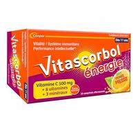 VITASCORBOL ENERGIE Complément alimentaire Multivitamines 30 comprimés | Formule a base de vitamines & de mineaux essentiels - Goût Orange pressée - Comprimés effervescents