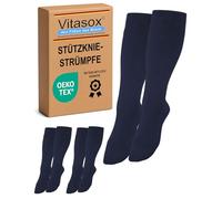 Vitasox - Bas de compression pour femmes et hommes, 1 | 2 | 4 | 6 paires, bas de compression en coton avec compression pour le vol, le voyage, le bureau et la voiture, chaussettes contre la thrombose