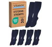 Vitasox - Bas de compression pour femmes et hommes, 1 | 2 | 4 | 6 paires, bas de compression en coton avec compression pour le vol, le voyage, le bureau et la voiture, chaussettes contre la thrombose