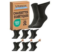 Vitasox Chaussettes diabetiques pour homme, 6x Anthracite 39-42, bas de santé sans caoutchouc - Chaussettes douces pour les veines, avec tige large pour éviter d’interrompre la circulation sanguine