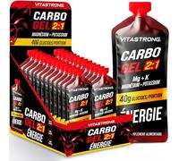 Vitastrong Carbo Gel 2:1 Energy, 24 Sachets Monodoses 60ml, Gel Sport Énergétique, 40g Glucides, 56mg Magnésium, 300mg Potassium par Dose, Maltodextrines pour Intra Workout, Energetique Sport