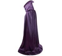 VITATA Costume de Sorcier avec Capuche-Robe Noire pour Halloween et Cosplay,Accessoire pour Enfants et Adultes-Violet foncé-150 cm 130 cm