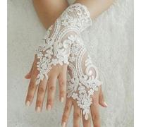 VITAU 1 Paire Dentelle Satin Court Gants de mariée Mitaines Mitaines Fleur Blanche Femmes Accessoires de Mariage